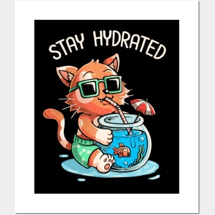 Stay Hydrated Cat Summer Fish by Tobe Fonseca Posters and Art